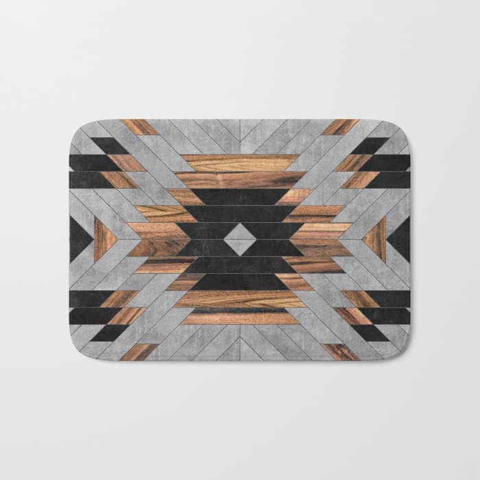 Urban Tribal Pattern No.6 - Aztec - Concrete And Wood Bath Mat