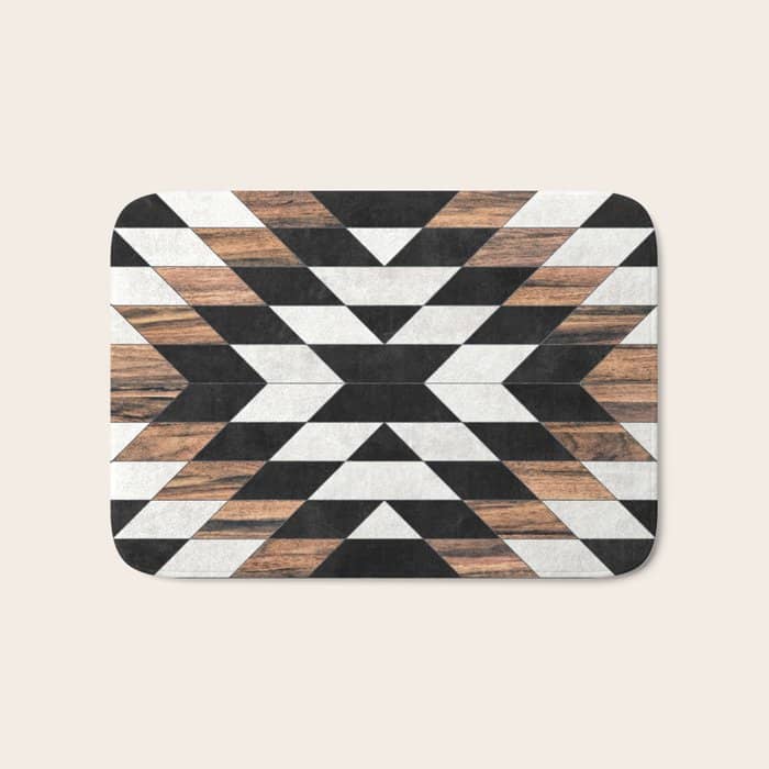 Urban Tribal Pattern No.13 - Aztec - Concrete And Wood Bath Mat