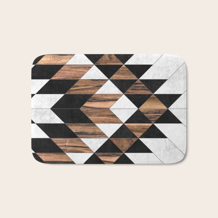 Urban Tribal Pattern No.9 - Aztec - Concrete And Wood Bath Mat