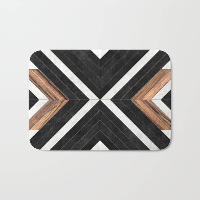 Urban Tribal Pattern No.1 - Concrete And Wood Bath Mat