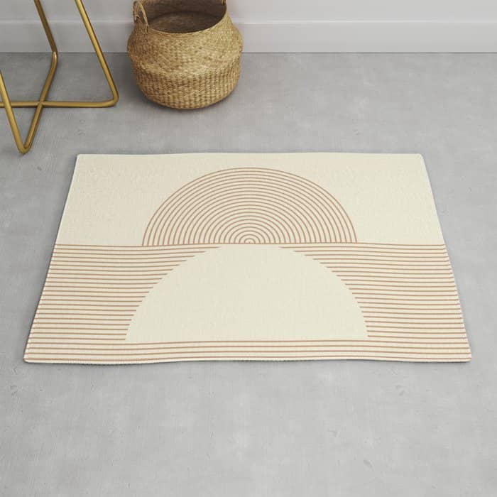 Geometric Lines In Shades Of Coffee And Latte 4 (Sunrise And Sunset) Rug