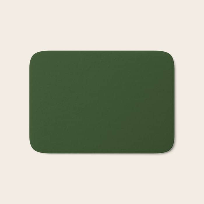Solid Dark Forest Green Simple Solid Color All Over Print Bath Mat