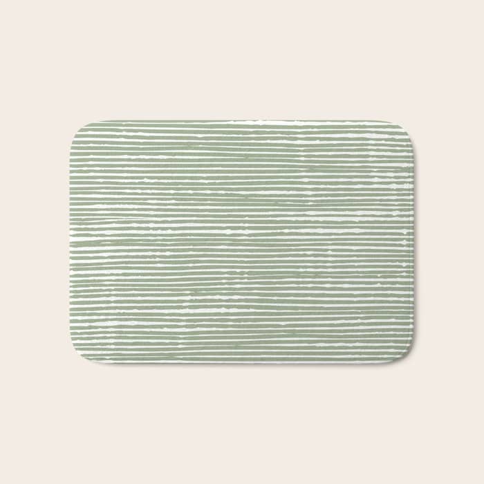 Abstract Stripes, Sage Green, Boho Wall Art Bath Mat