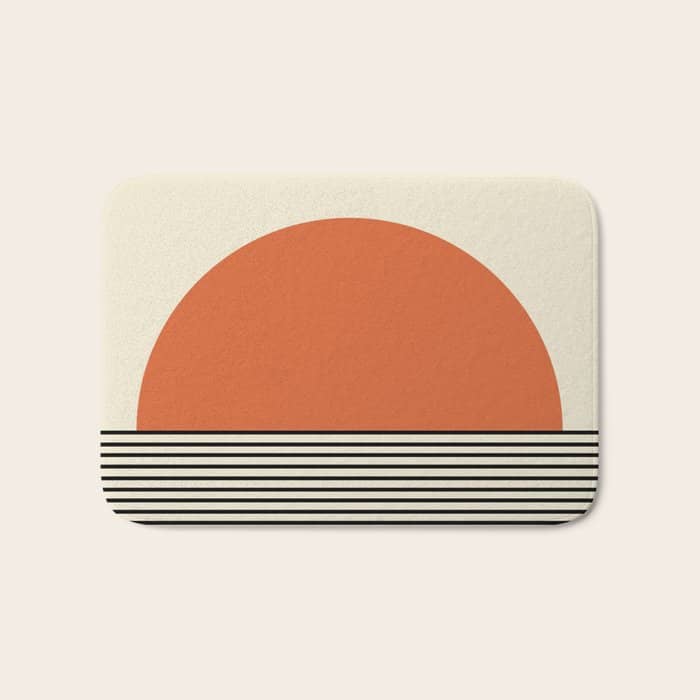 Sunrise Sunset I - Orange Black Bath Mat