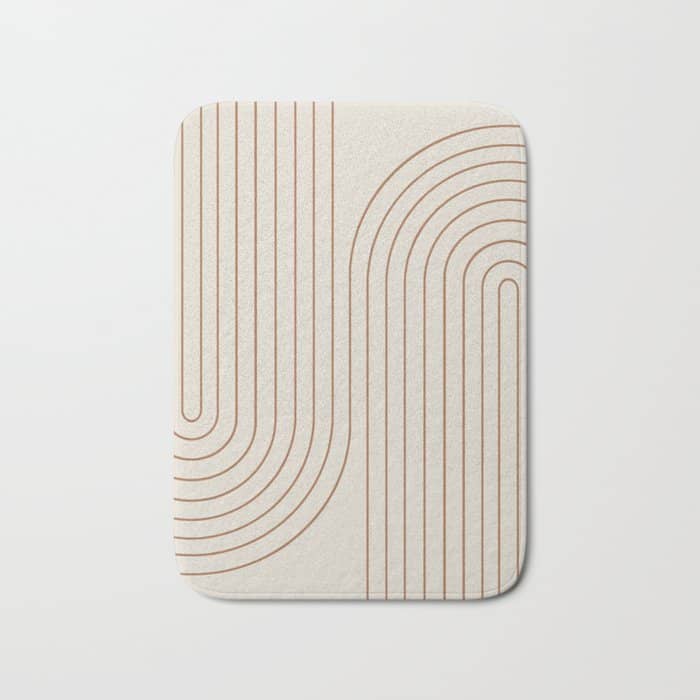 Minimal Line Curvature Vi Earthy Natural Mid Century Modern Arch Abstract Bath Mat