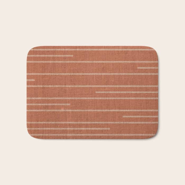 Geometric Art, Colorful Stripes, Terracotta Bath Mat