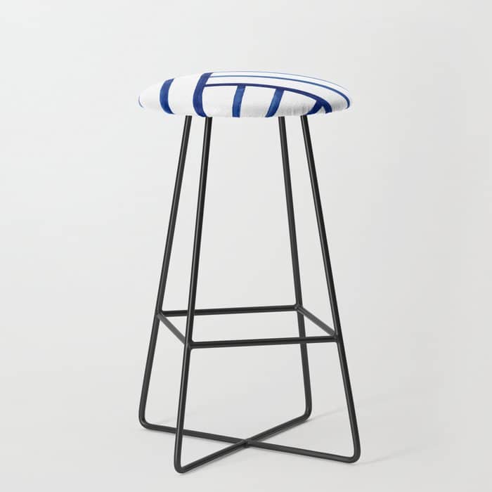 Watercolor Lines Pattern | Navy Blue Stool