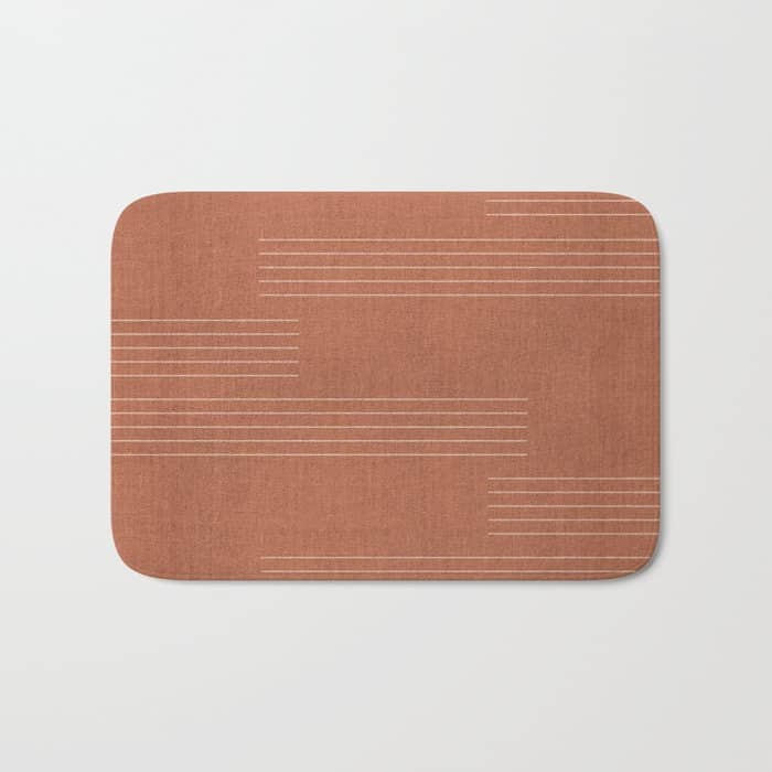 Minimal, Pattern, Boho Prints, Terracotta Bath Mat