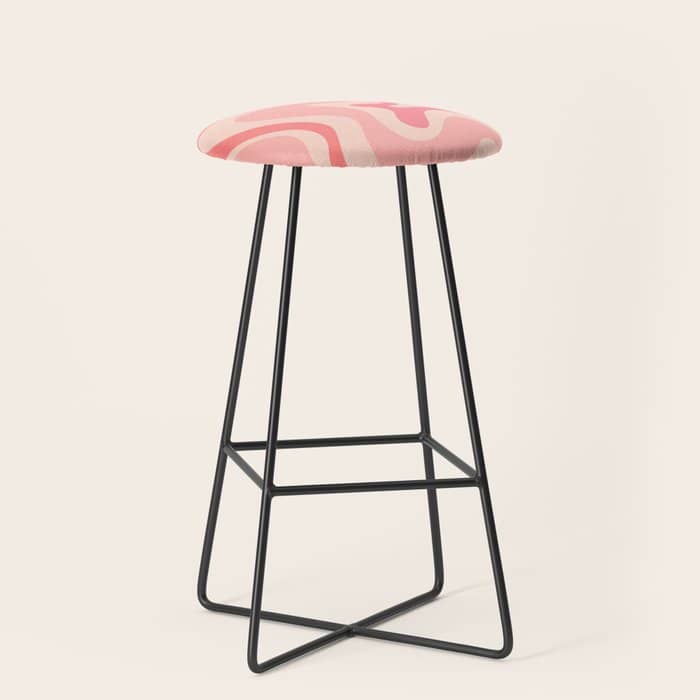 Retro Liquid Swirl Abstract In Soft Pink Stool