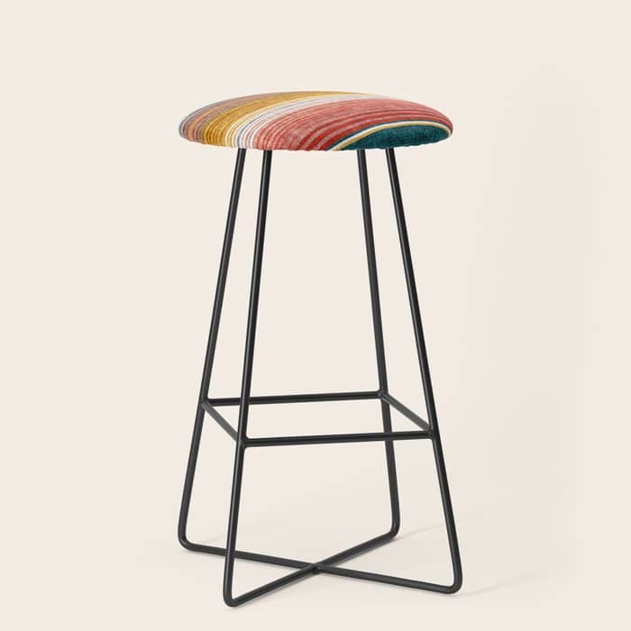 Serape Southwest Stripe - Orange & Teal Stool