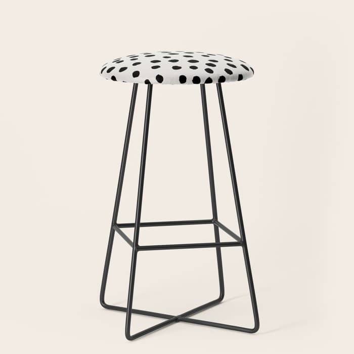 Preppy Brushstroke Free Polka Dots Black And White Spots Dots Dalmation Animal Spots Design Minimal Stool