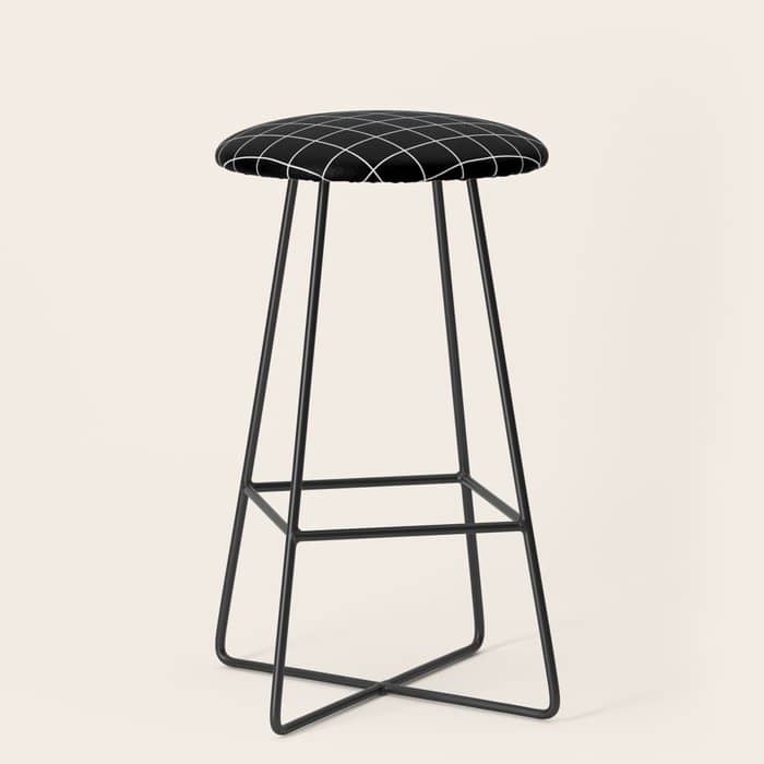 Grid Pattern Line Stripe Black And White Minimalist Geometric Stripes Lines Drawing Stool