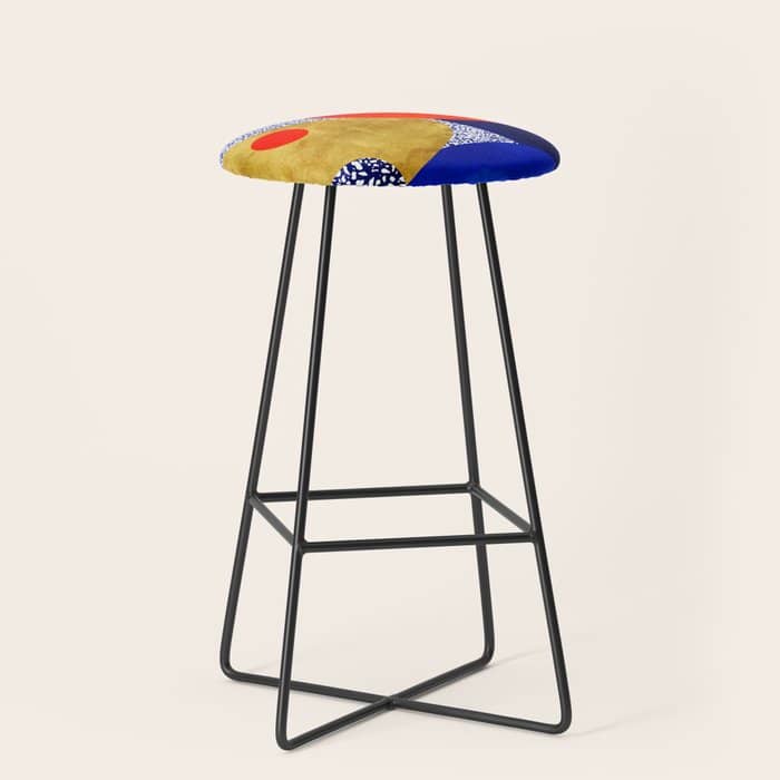 Terrazzo Galaxy Blue Night Yellow Gold Orange Stool