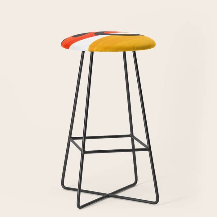 Midcentury Modern Colorful Abstract Pop Art Space Age Fun Bright Orange Yellow Colors Minimalist Stool