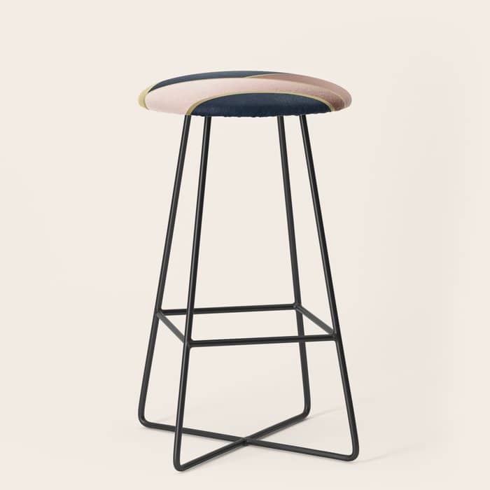 Geometric Art, Rose Gold, Pink And Navy Blue Modern  Stool