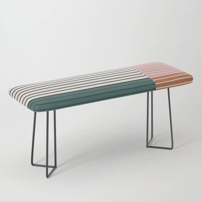 Color Block Line Abstract V Colorful Retro Bench
