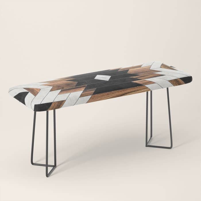 Urban Tribal Pattern No.5 - Aztec - Concrete And Wood Bench