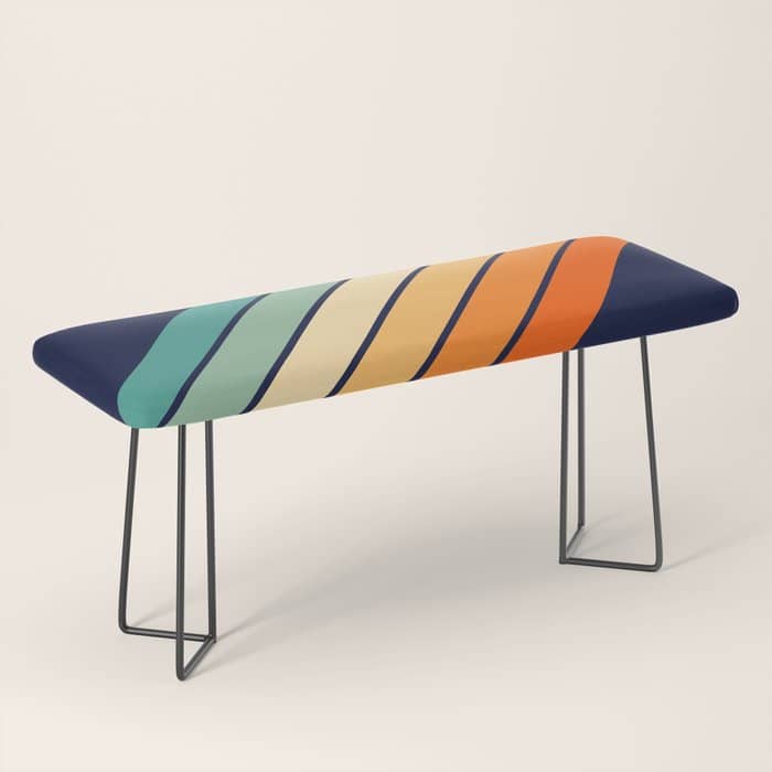 Farida - 70s Vintage Style Retro Stripes Bench