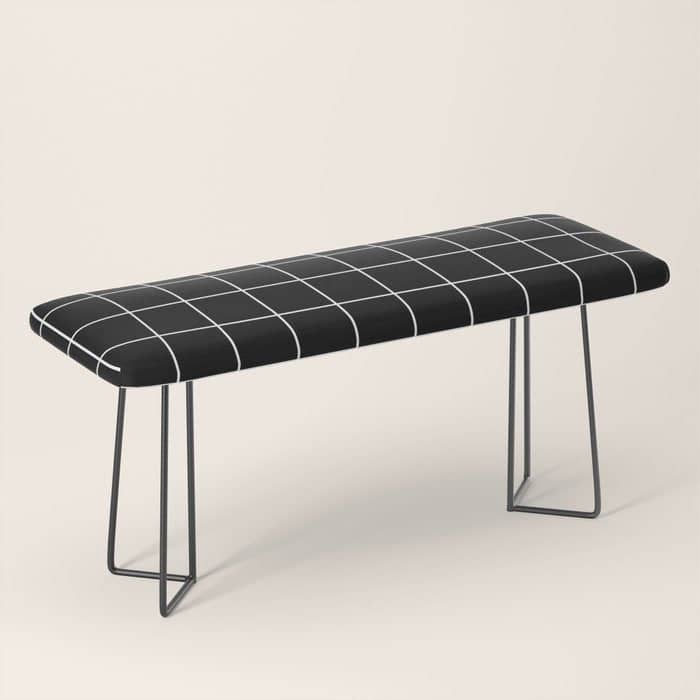 Grid Pattern Line Stripe Black And White Minimalist Geometric Stripes Lines Drawing Bench