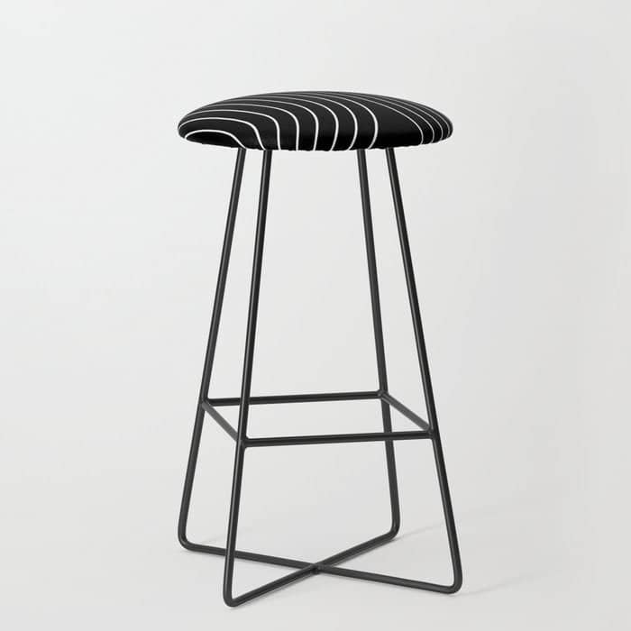 Minimal Line Curvature Ii Black And White Mid Century Modern Arch Abstract Stool
