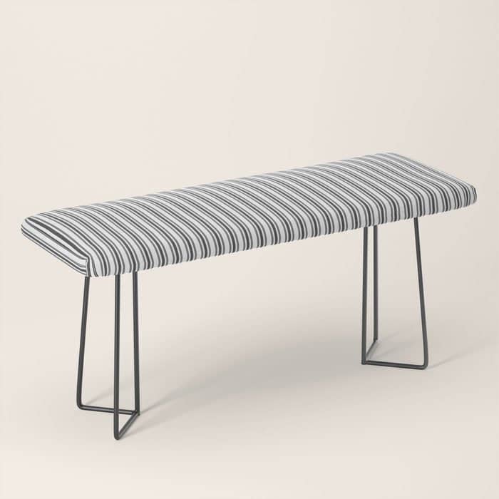 Trendy French Black And White Mattress Ticking Double Stripes Bench