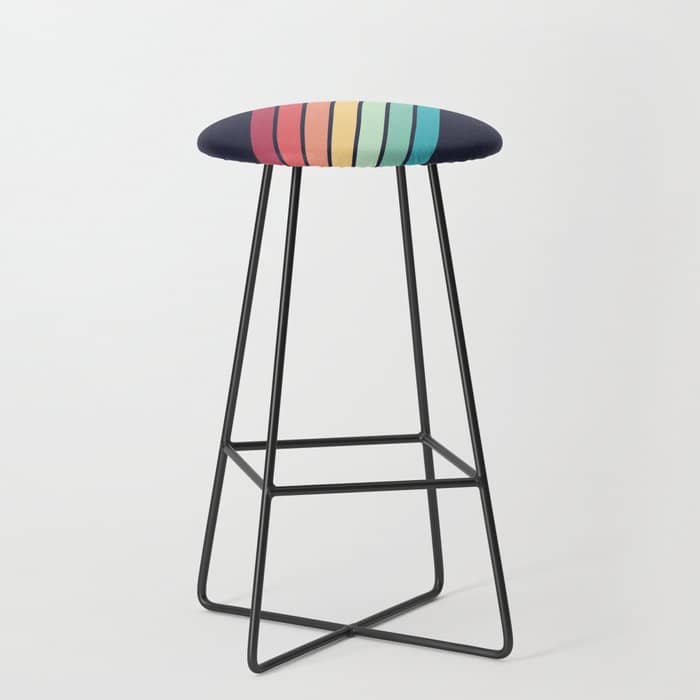 Lembona - Classic 70s Vintage Style Retro Summer Stripes Stool