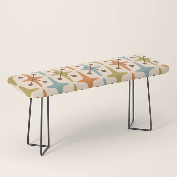 Mid Century Modern Googie Star Pattern Mid Mod Bench