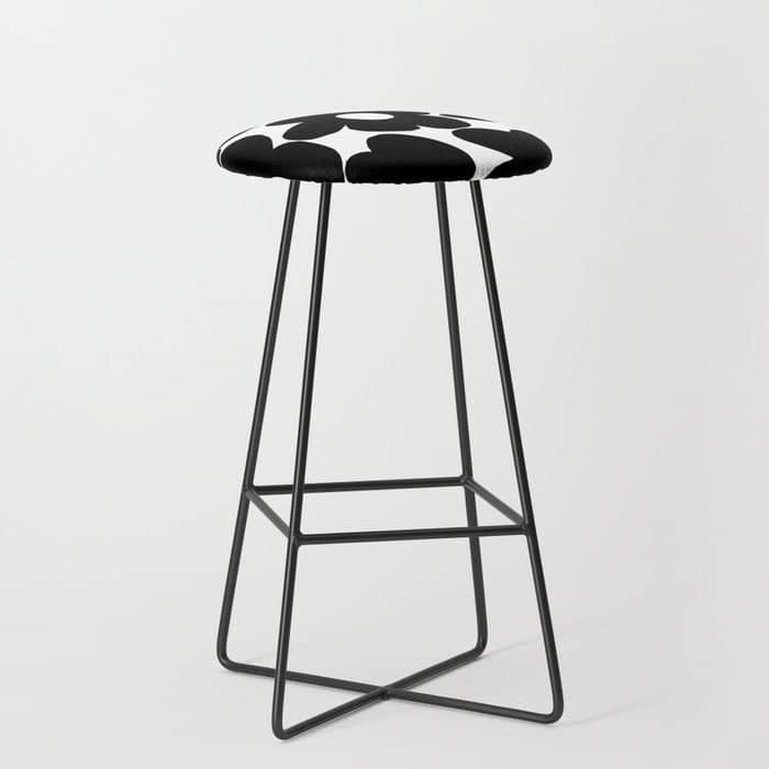 Black Retro Flowers White Background #Decor #Homestorie #Buyart Stool