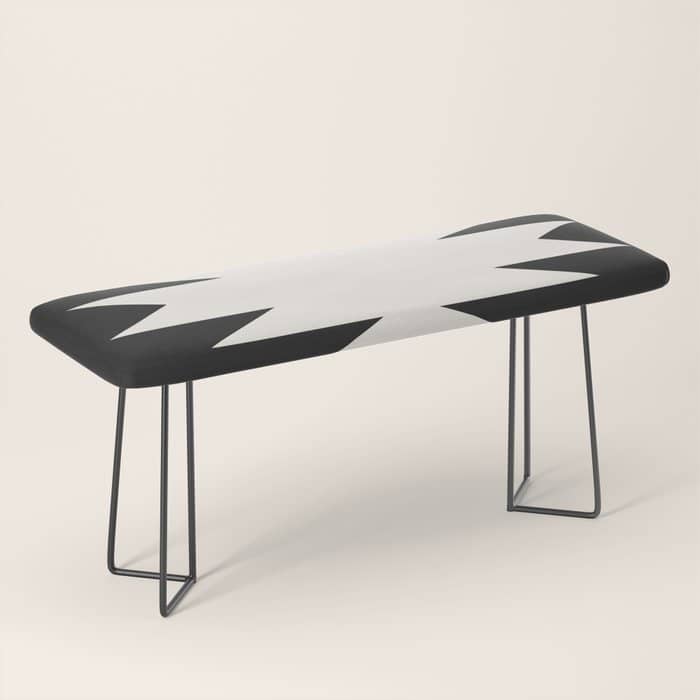 Geometric Southwestern Minimalism - Black And White Bench