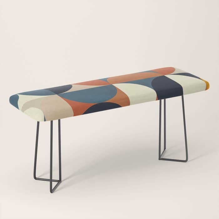 Mid Century Abstract Shapes Fall Winter 1 Bench