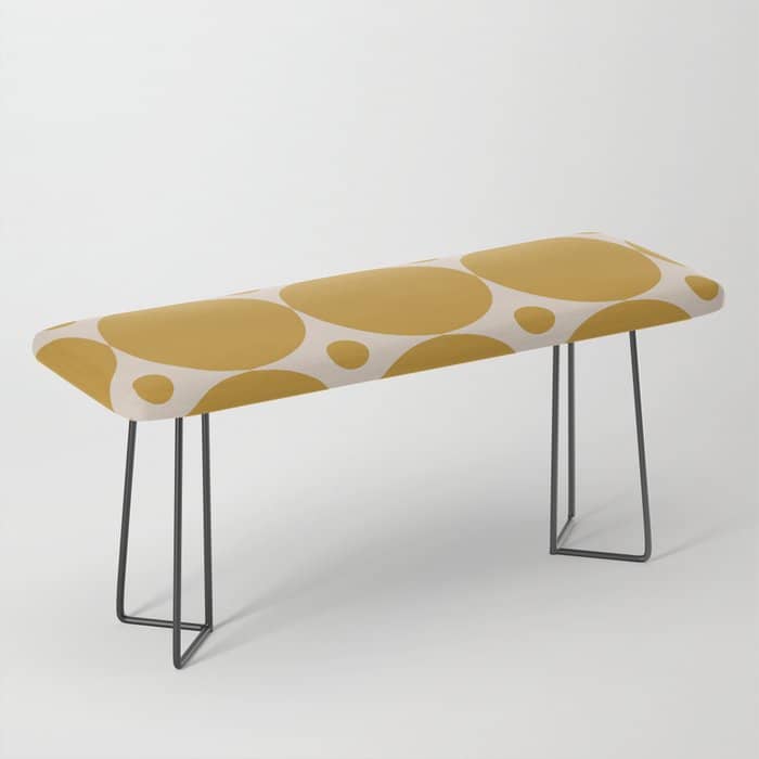 Futura Mid-Century Modern Minimalist Abstract Pattern In Mustard Gold Bench