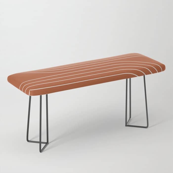 Minimal Line Curvature Ix Red Mid Century Modern Arch Abstract Bench