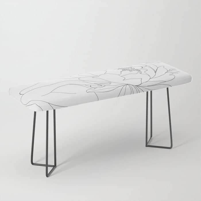 Minimal Line Art Woman Flower Head Bench