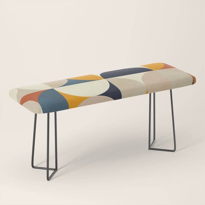 Mid Century Abstract Shapes Fall Winter 1 Bench