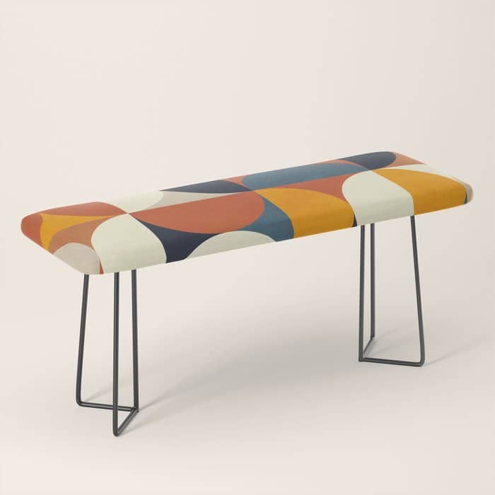 Mid Century Abstract Shapes Fall Winter 3 Bench