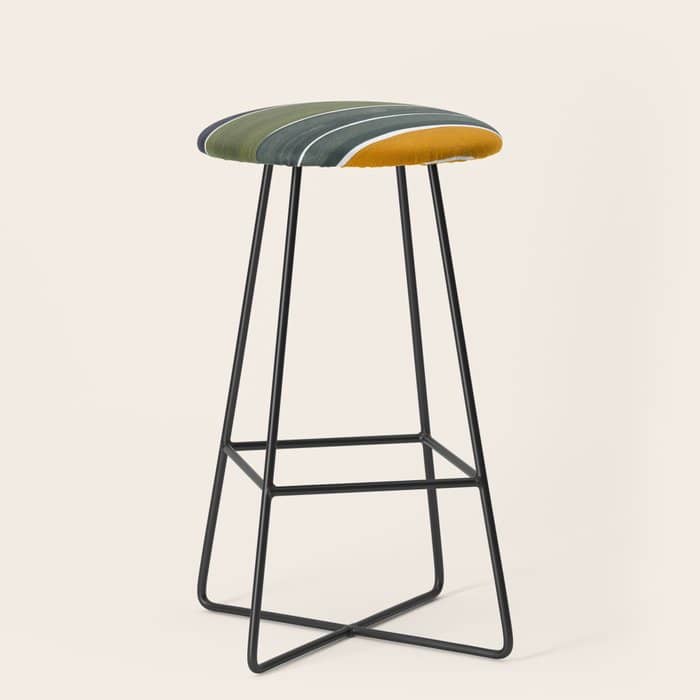 Late November Rothko Inspired Colorful Stripes Navy Blue Olive Green Yellow Stool