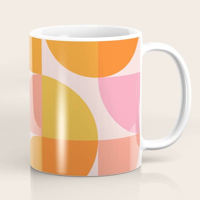Mid Century Mod Geometry In Pink And Orange Coffee Mug