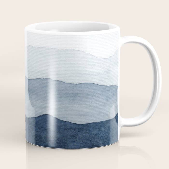 Indigo Abstract Watercolor Mountains Coffee Mug
