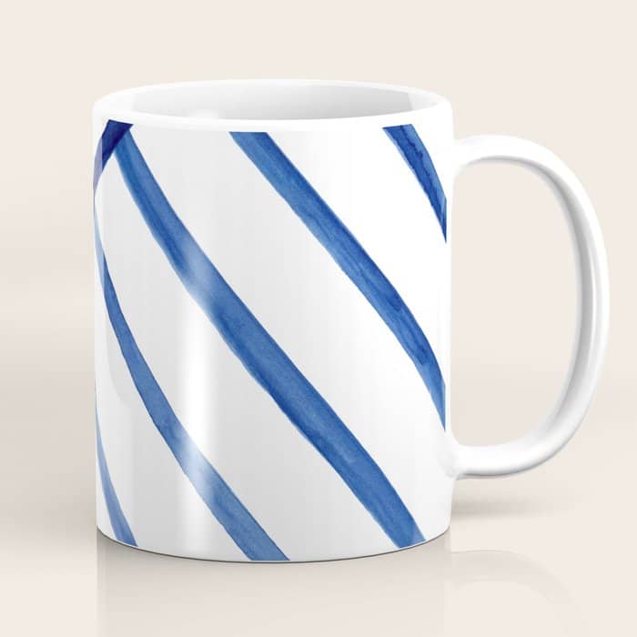 Watercolor Lines Pattern | Navy Blue Coffee Mug