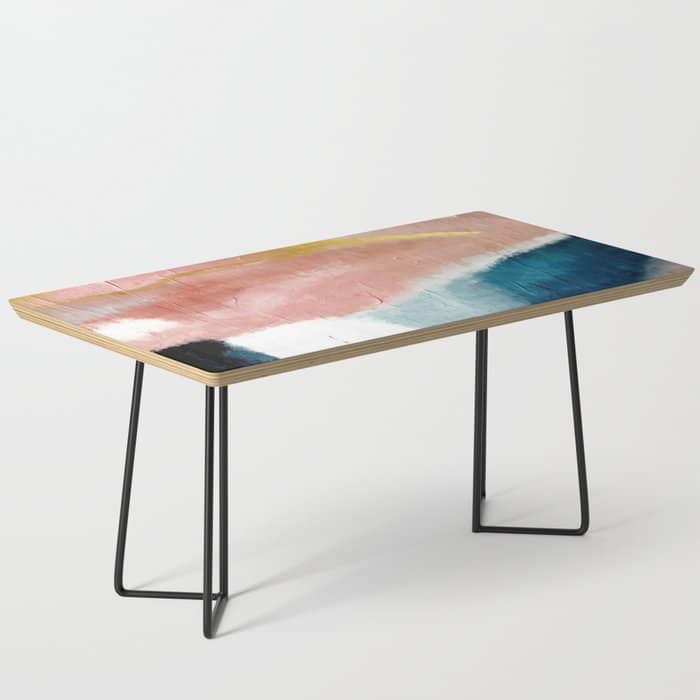 Exhale: A Pretty, Minimal, Acrylic Piece In Pinks, Blues, And Gold Coffee Table