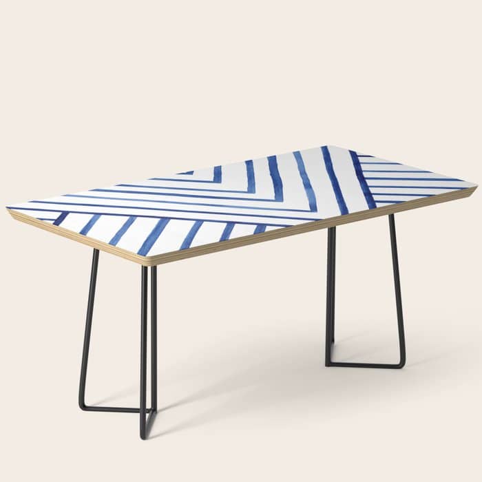 Watercolor Lines Pattern | Navy Blue Coffee Table