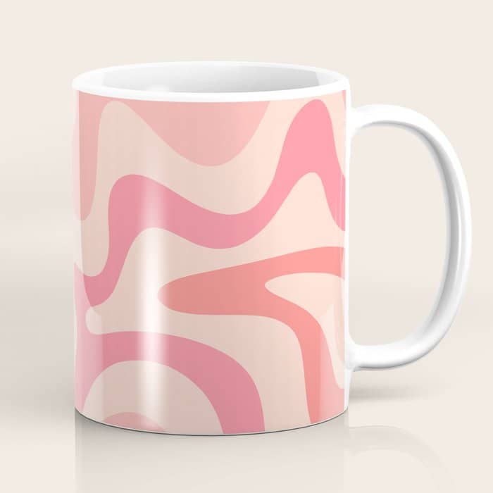 Retro Liquid Swirl Abstract In Soft Pink Coffee Mug