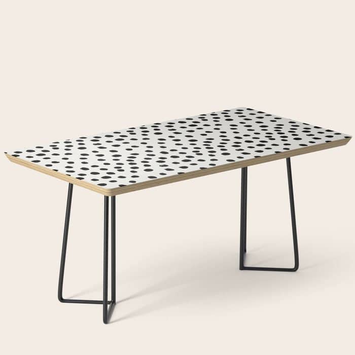 Preppy Brushstroke Free Polka Dots Black And White Spots Dots Dalmation Animal Spots Design Minimal Coffee Table