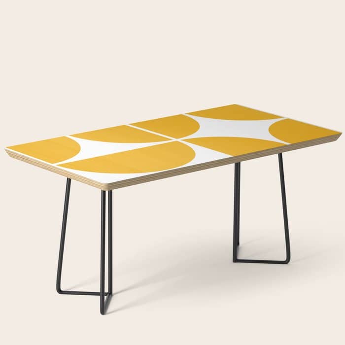 Mid Century Modern Yellow Square Coffee Table