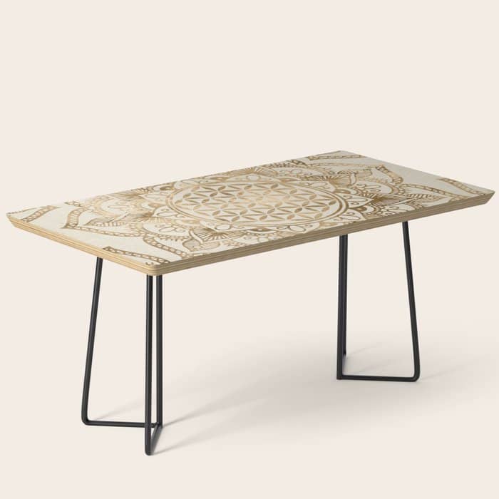 Flower Of Life In Lotus - Pastel Golds And Canvas Coffee Table