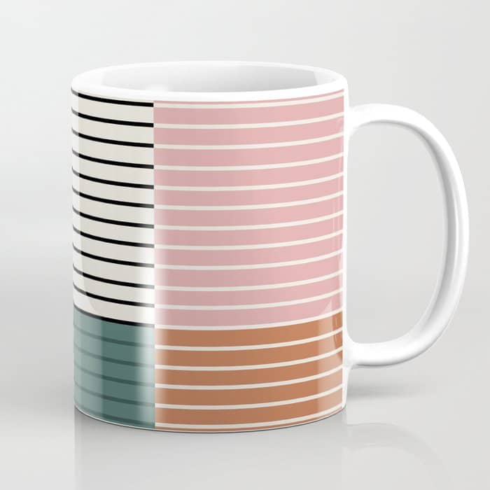 Color Block Line Abstract V Colorful Retro Coffee Mug
