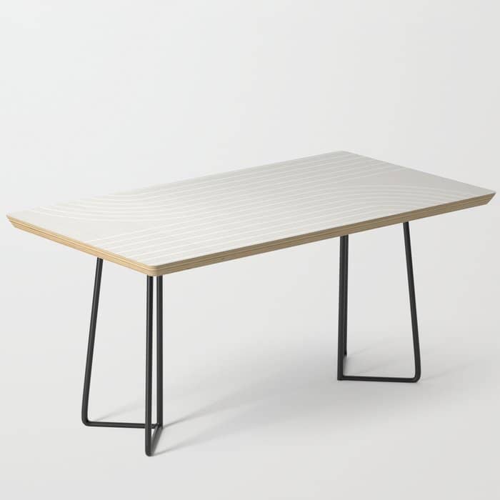 Minimal Line Curvature Xi Natural Off White Mid Century Modern Arch Abstract Coffee Table