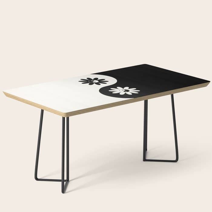 Yin Yang Flower In Black & White Coffee Table
