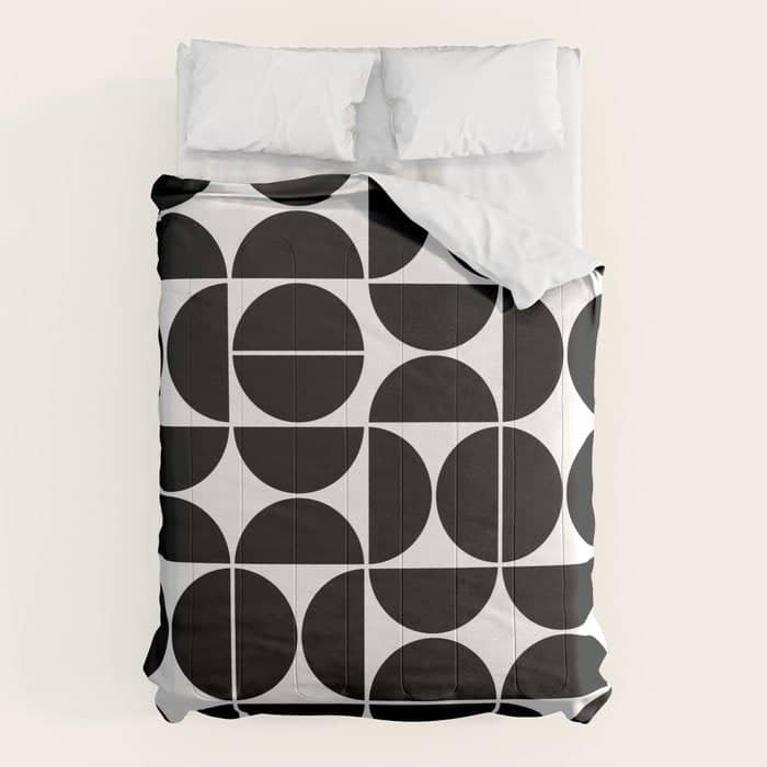 Mid Century Modern Geometric 04 Black Comforter