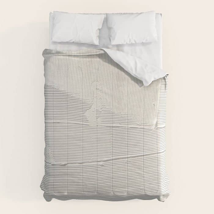 Relief [1]: An Abstract, Textured Piece In White By Alyssa Hamilton Art Comforter